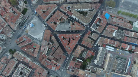 Vertical-drone-view-over-Montpellier-down-town-neighbourhood.-Aerial